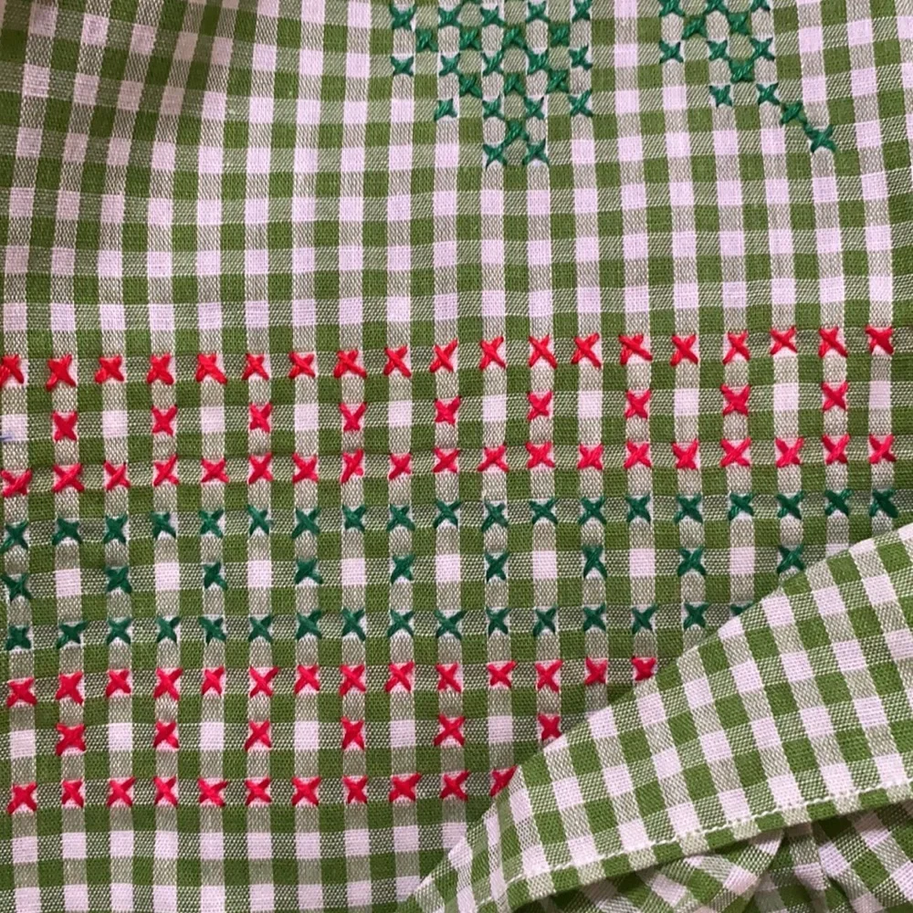 Vintage hand made cotton cross stitched apron